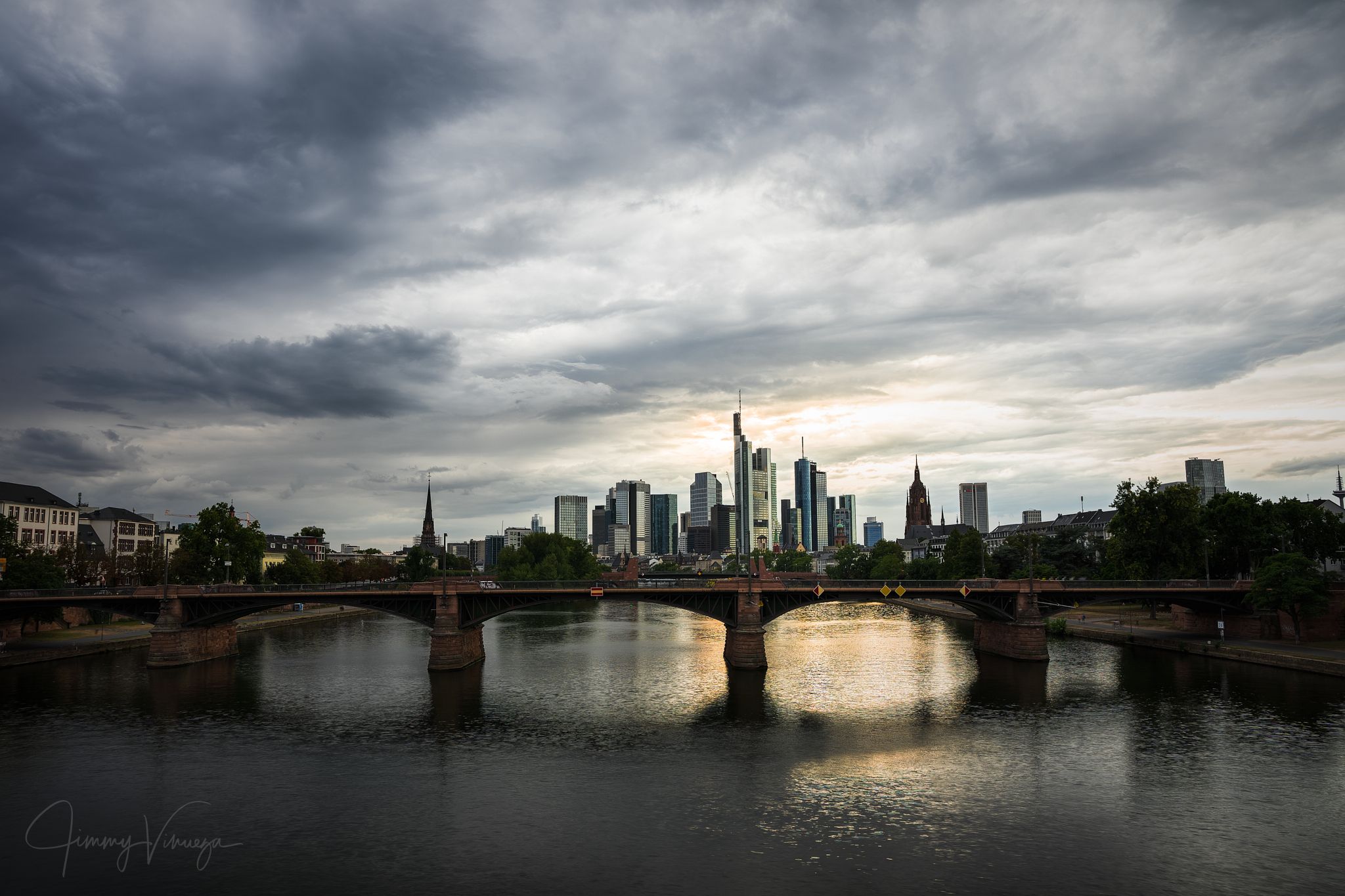View from the Flößerbrücke, Frankfurt am Main, Germany