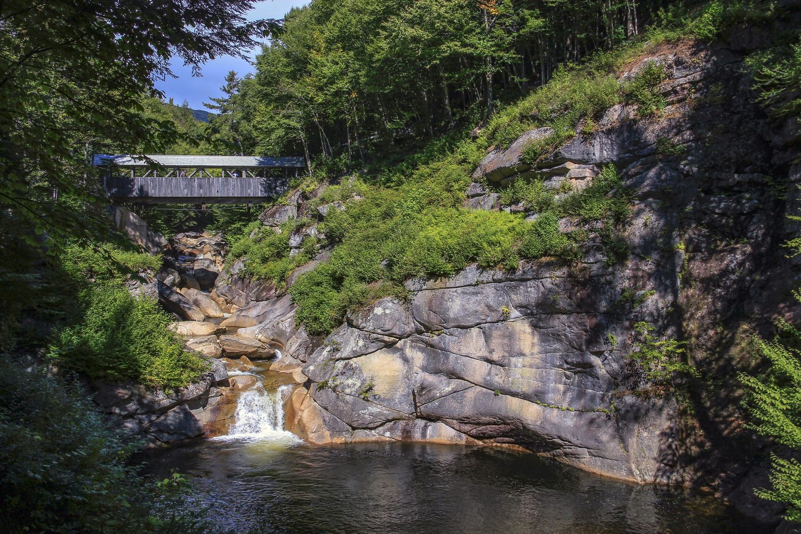 Franconia Notch State Park - Sentinel Pine Bridge and Pool, USA