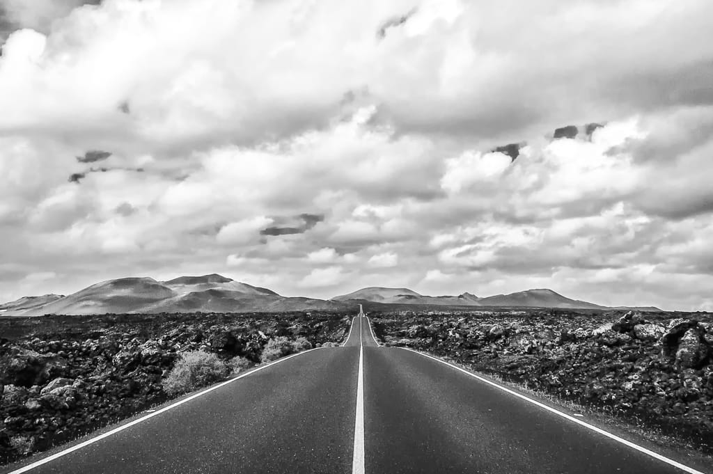 Lanzarote, road to the volcano, Spain