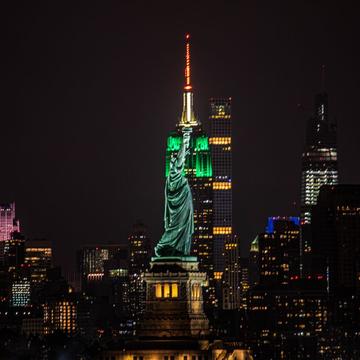 Liberty Statue with Empire State Building, USA