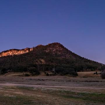 Moon set and sunrise Wolgan Valley New South Wales, Australia