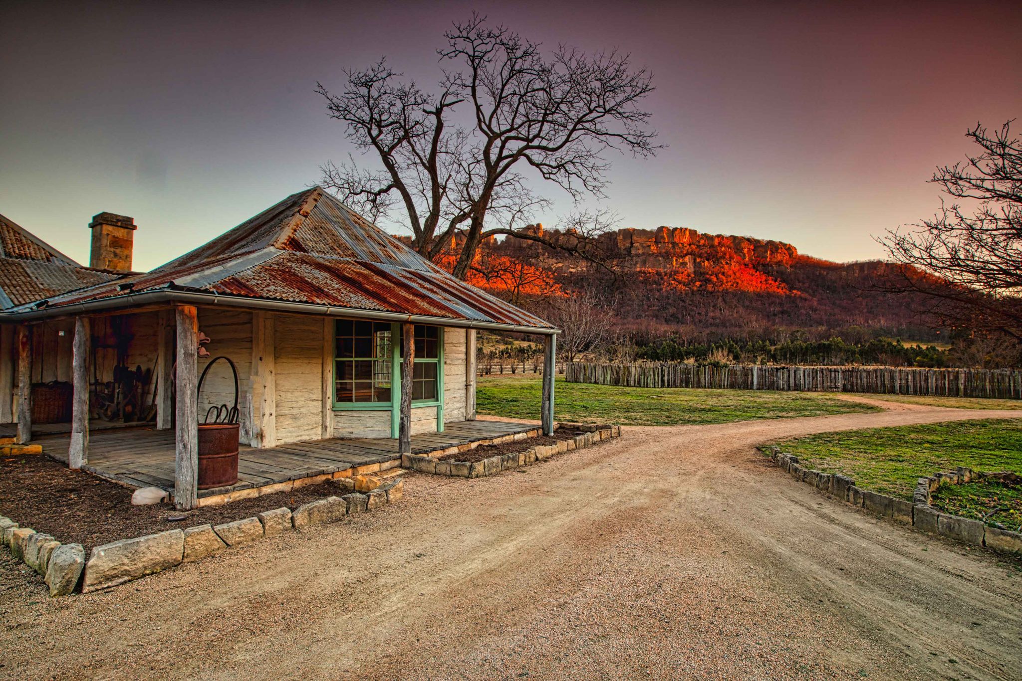Old homestead sunrise Wolgan Valley, Australia