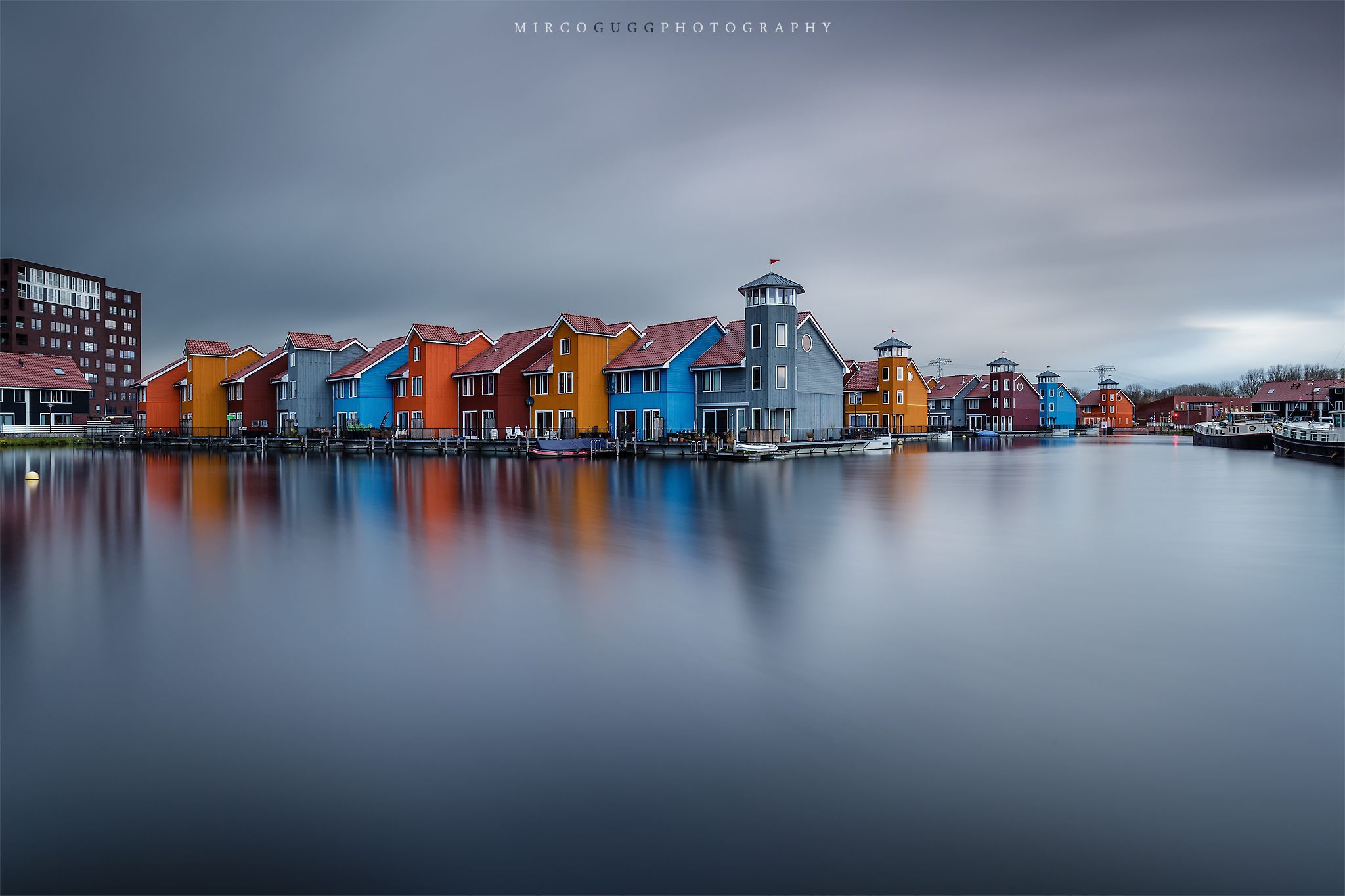 Colourful houses at Reitdiephaven, Netherlands
