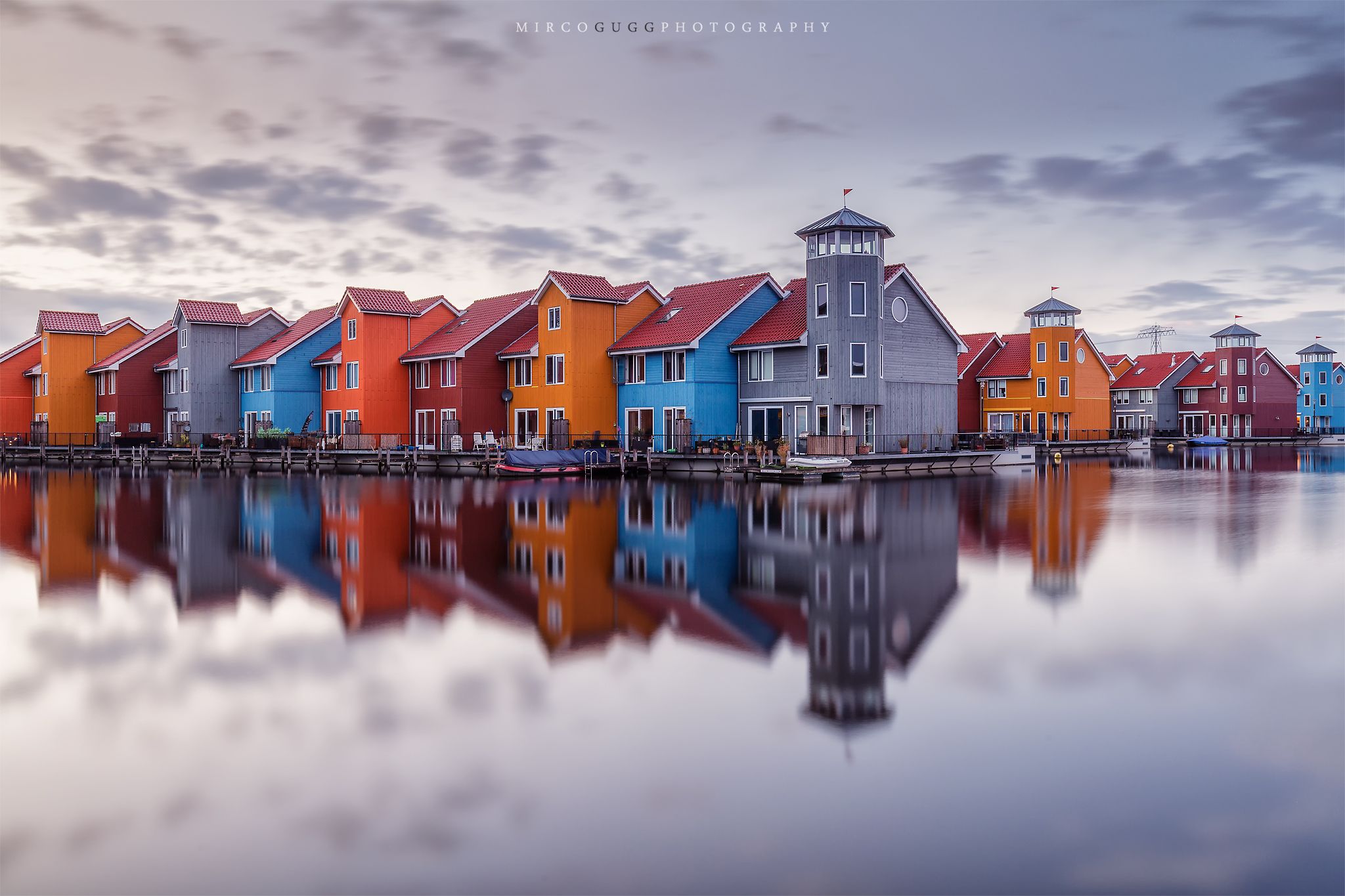 Colourful houses at Reitdiephaven, Netherlands