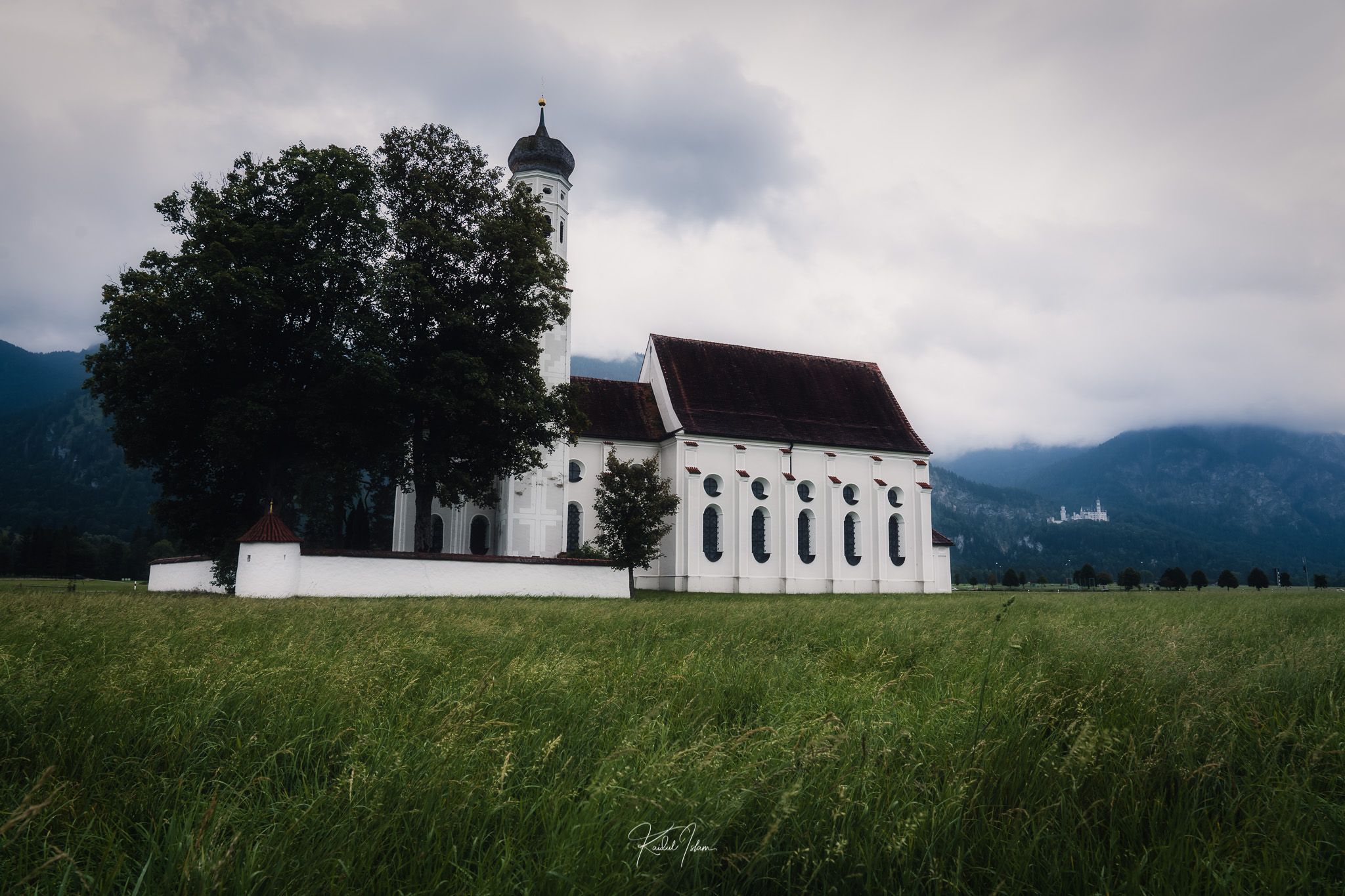 St. Coloman Church with Neuschwanstein, Bavaria, Germany