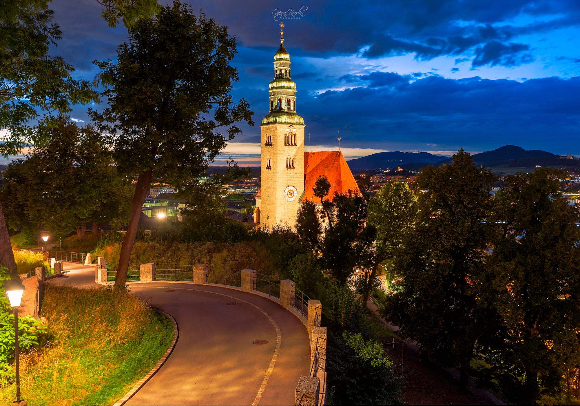 Sunset church, Salzburg (Pfarre Mülln), Austria
