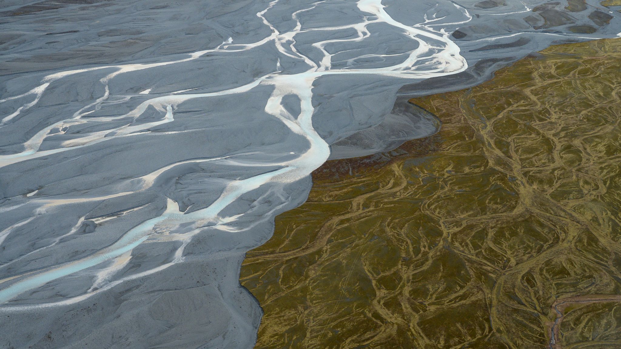 Tasman River from the Air, New Zealand