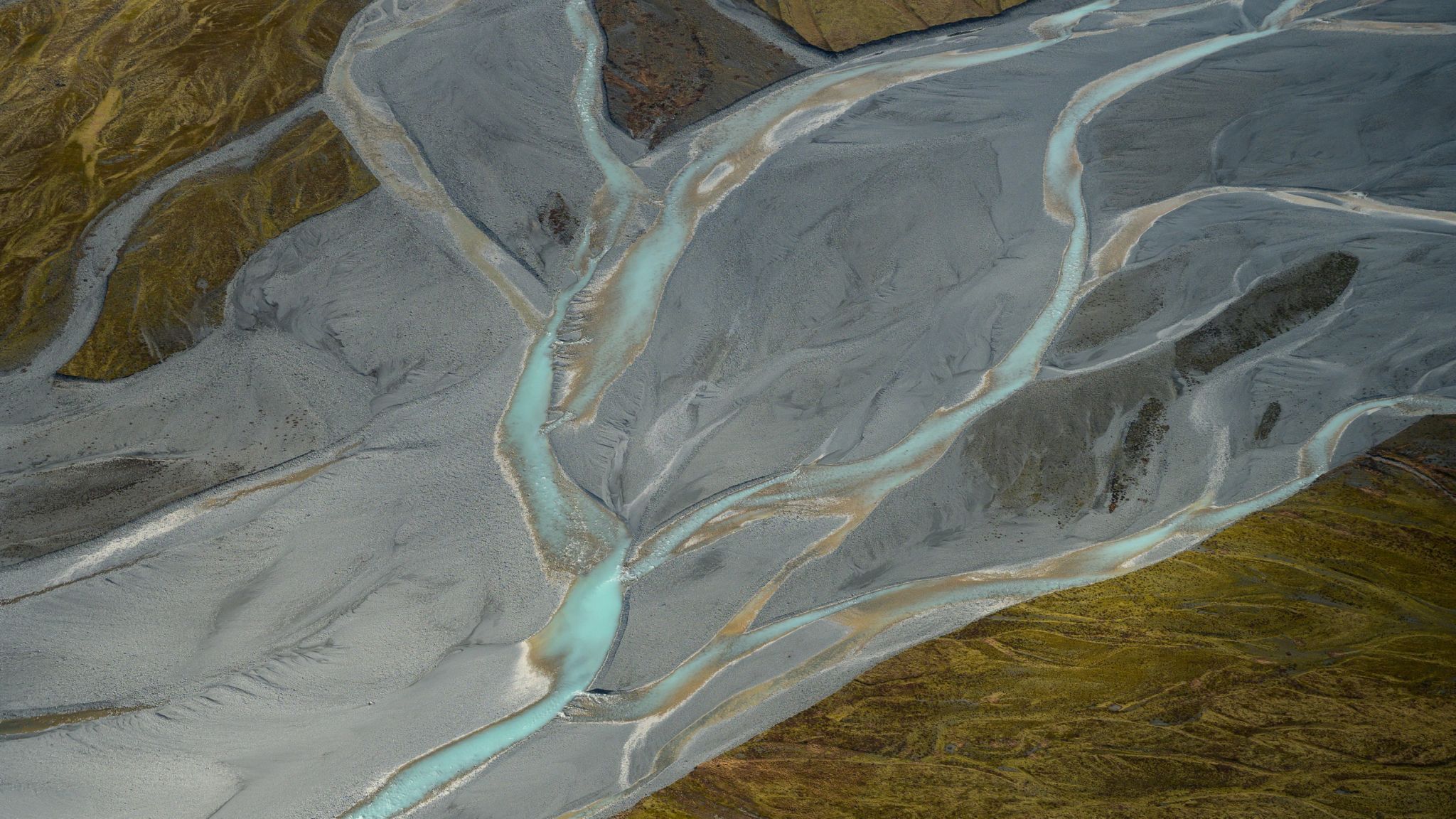 Tasman River from the Air, New Zealand