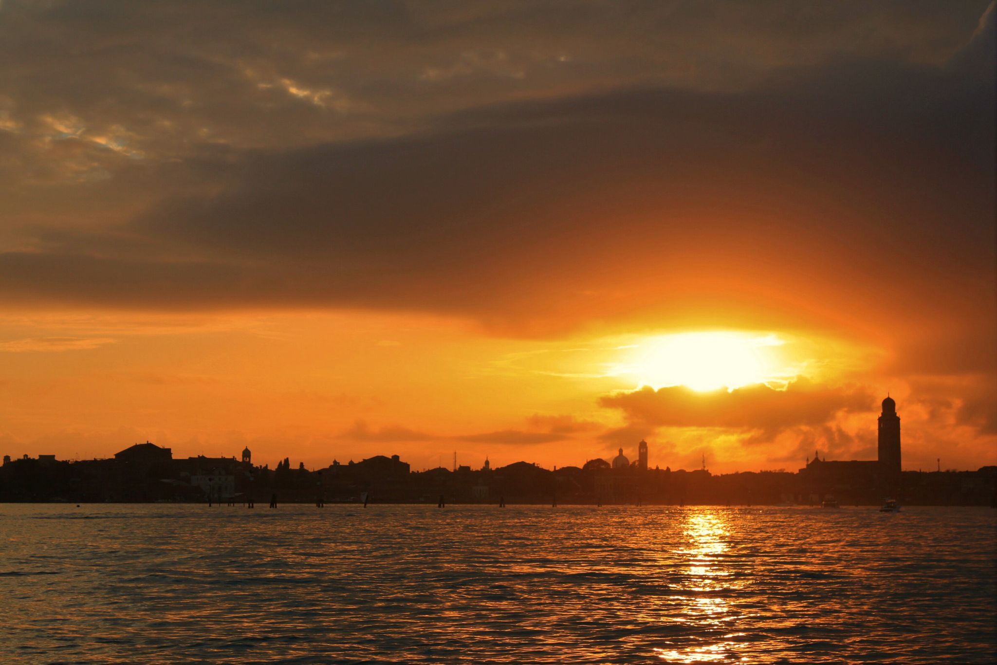 View of Venice in sunset, Italy