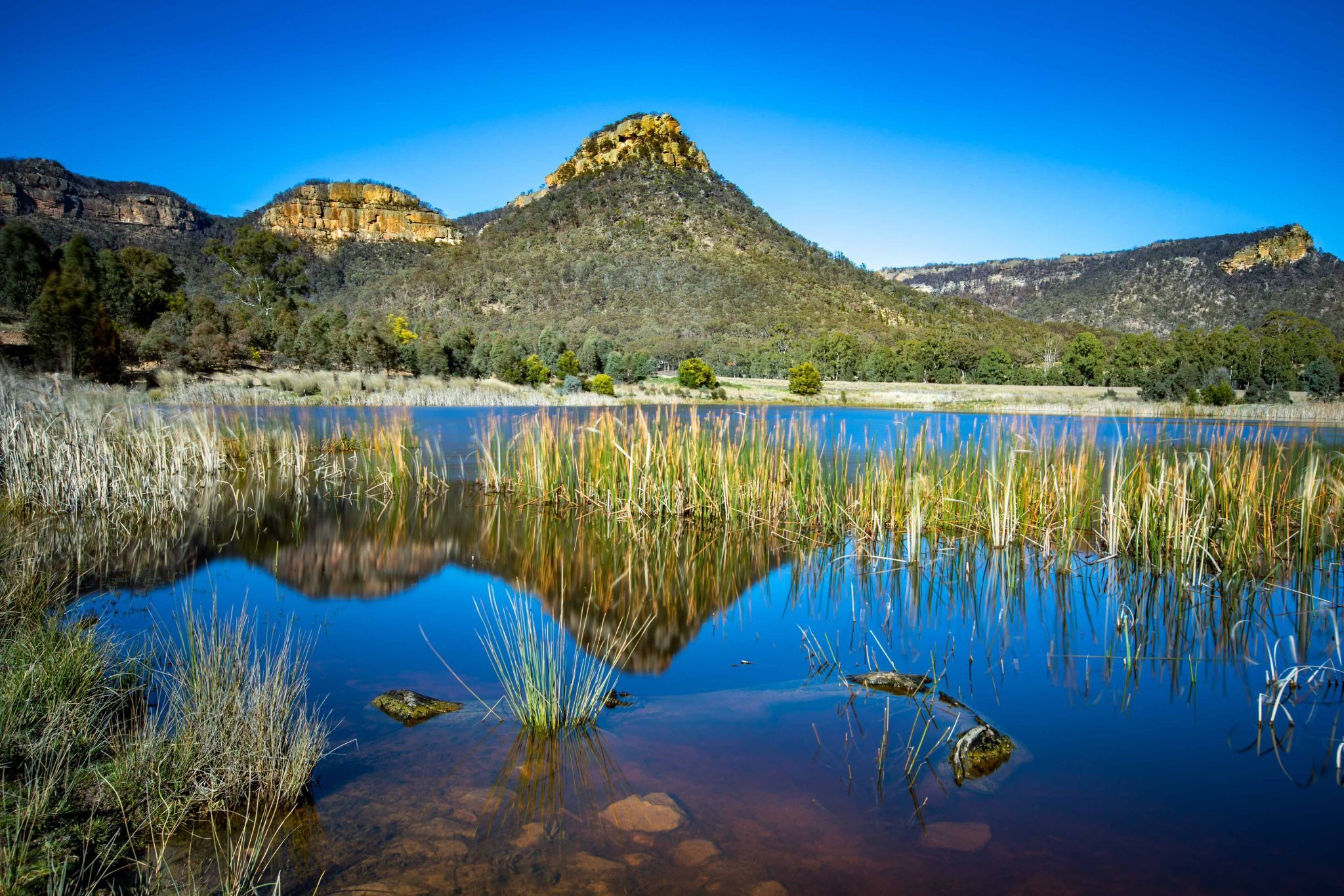 Wolgan Dam & mountain, Wolgan Valley New South Wales, Australia