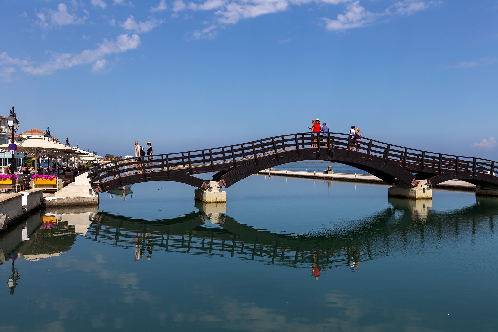 Wooden bridge, Lefkada town, Greece