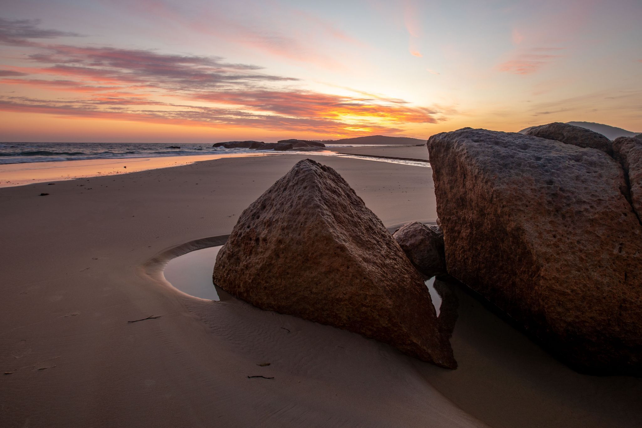 Beach & Boulder sunrise South West Rocks New South Wales, Australia