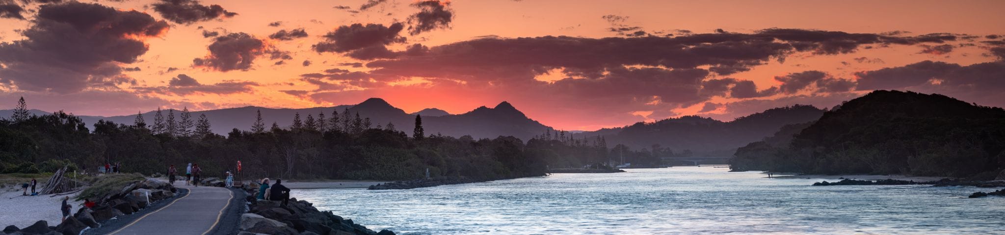 Brunswick Heads pano sunset New South Wales, Australia