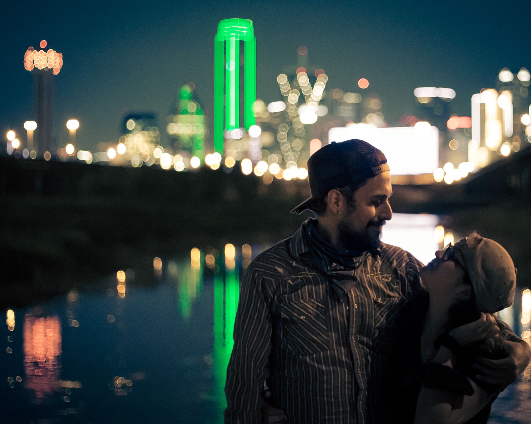 Dallas skyline from Trinity River levy, USA