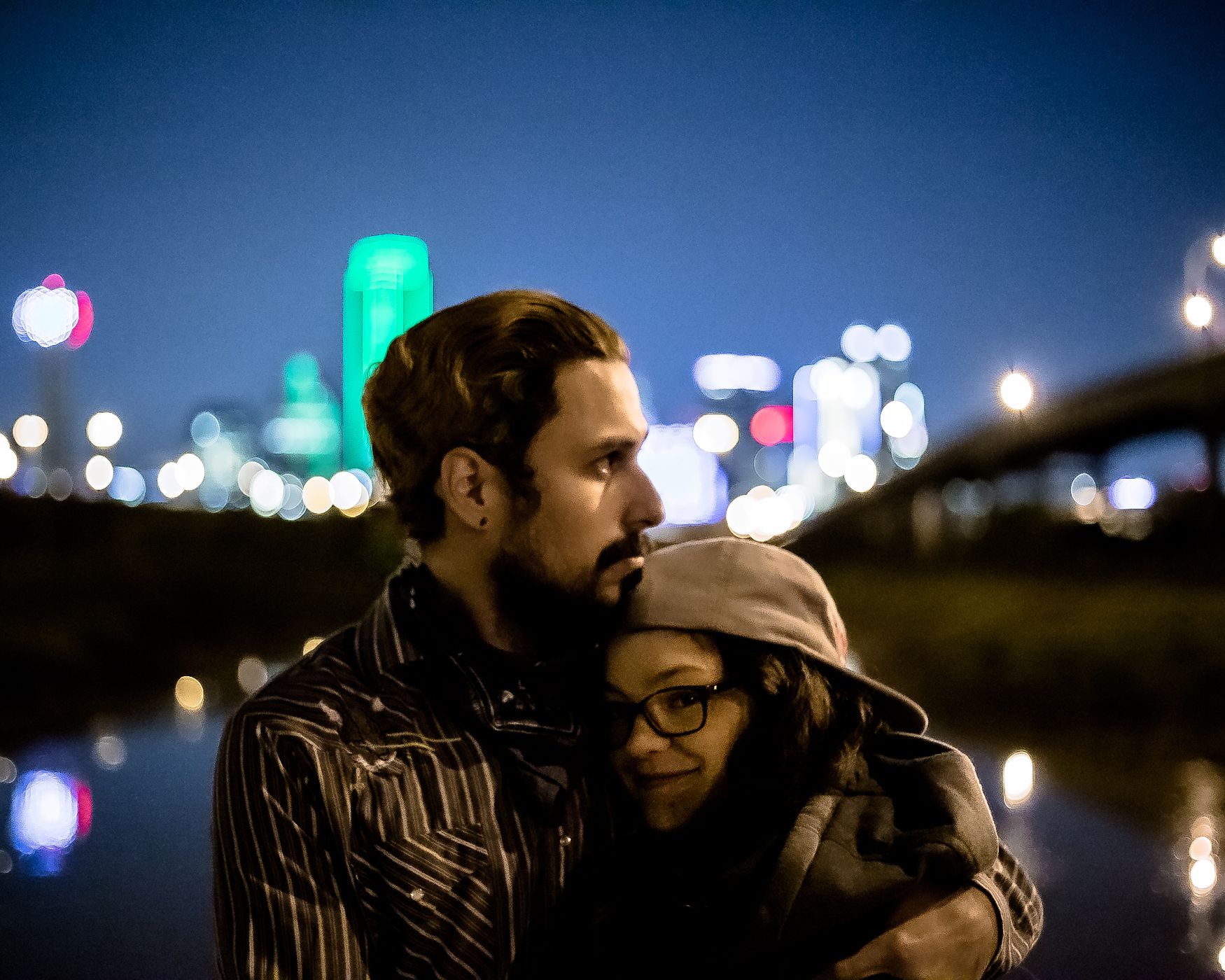 Dallas skyline from Trinity River levy, USA
