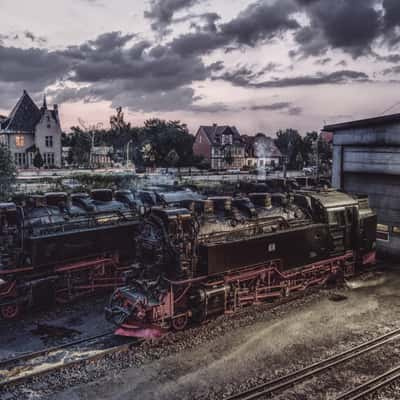 Depot of the Harzer Schmalspurbahnen, Wernigerode, Harz, Germany