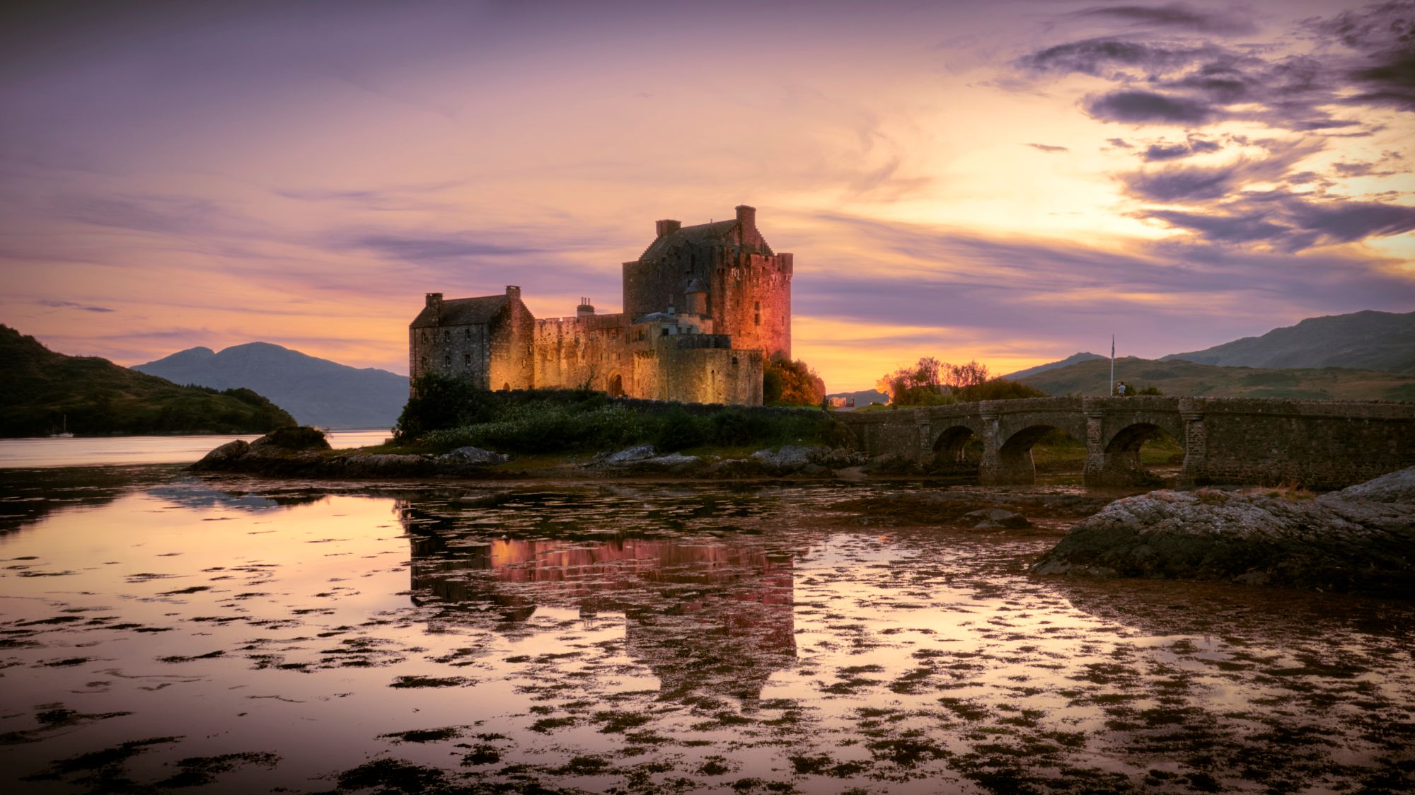 Side view of Eilean Donan Castle, Scotland, United Kingdom