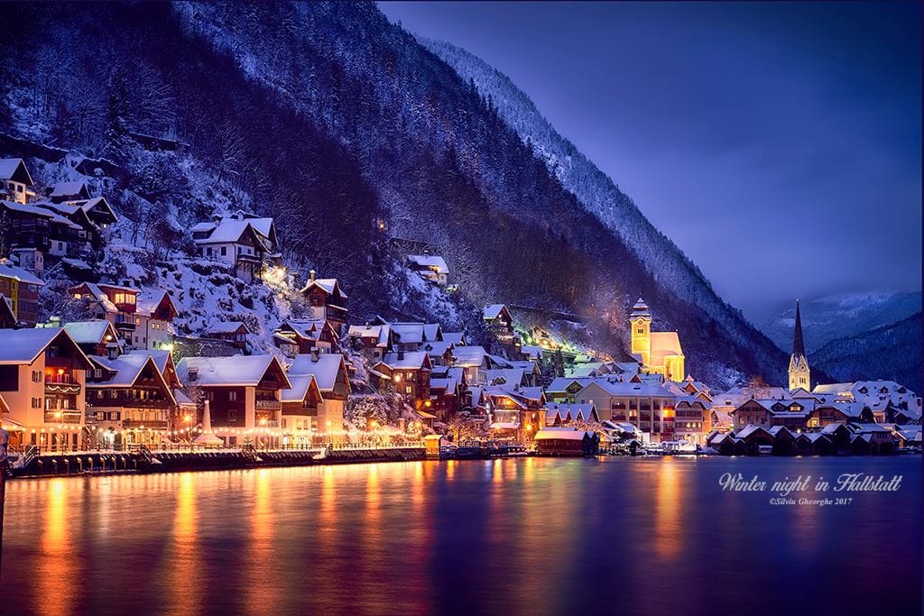 Down the lake view of Hallstatt, Austria
