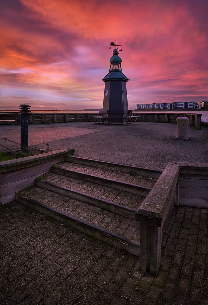 Hellerup harbor lighthouse, Copenhagen, Denmark