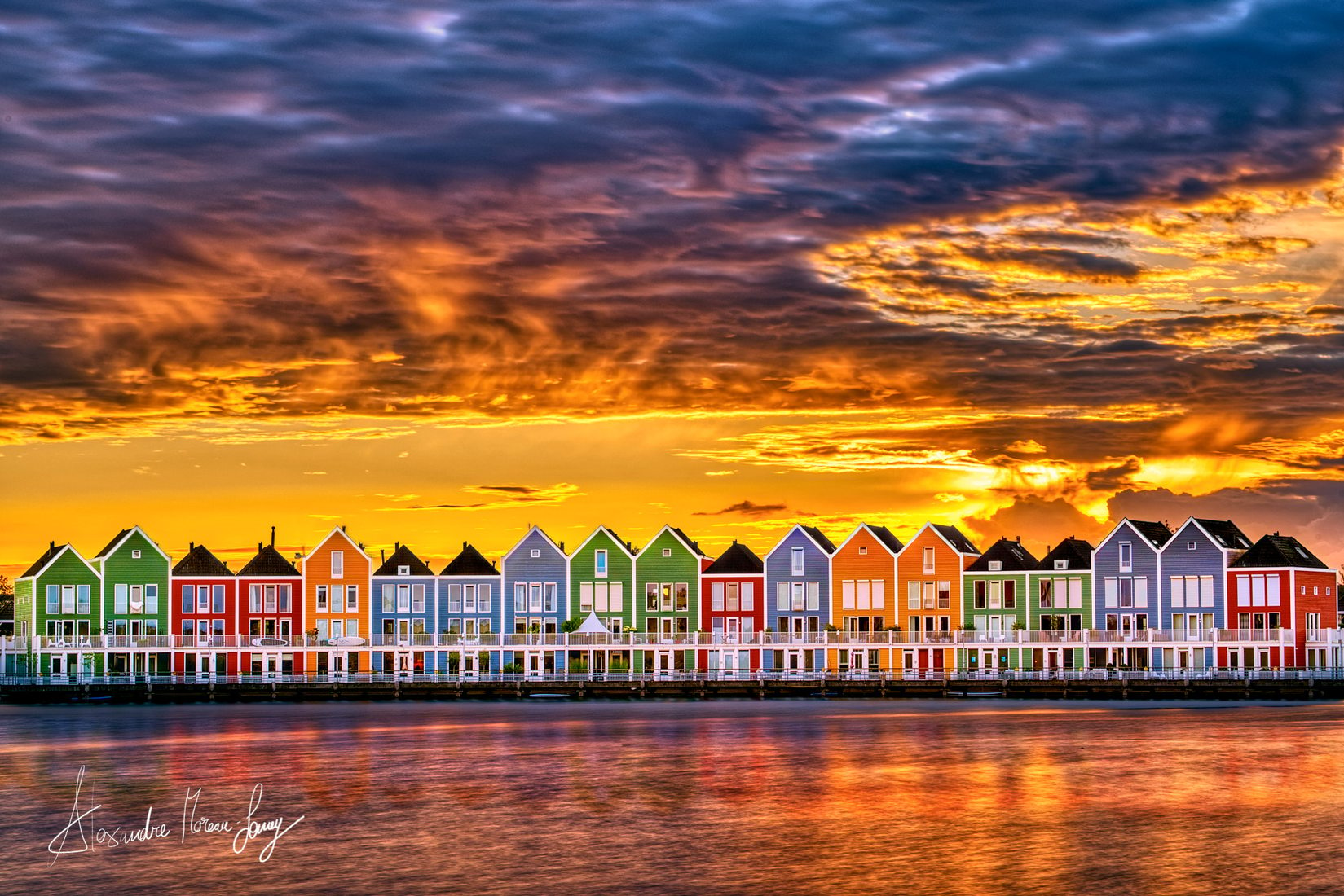 Houten rainbow houses, Netherlands