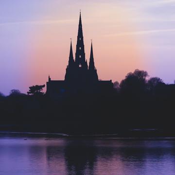 Lichfield cathedral from Stowe Pool, United Kingdom