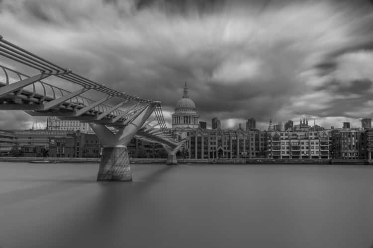St Paul's Cathedral from under the Millennium Bridge, London