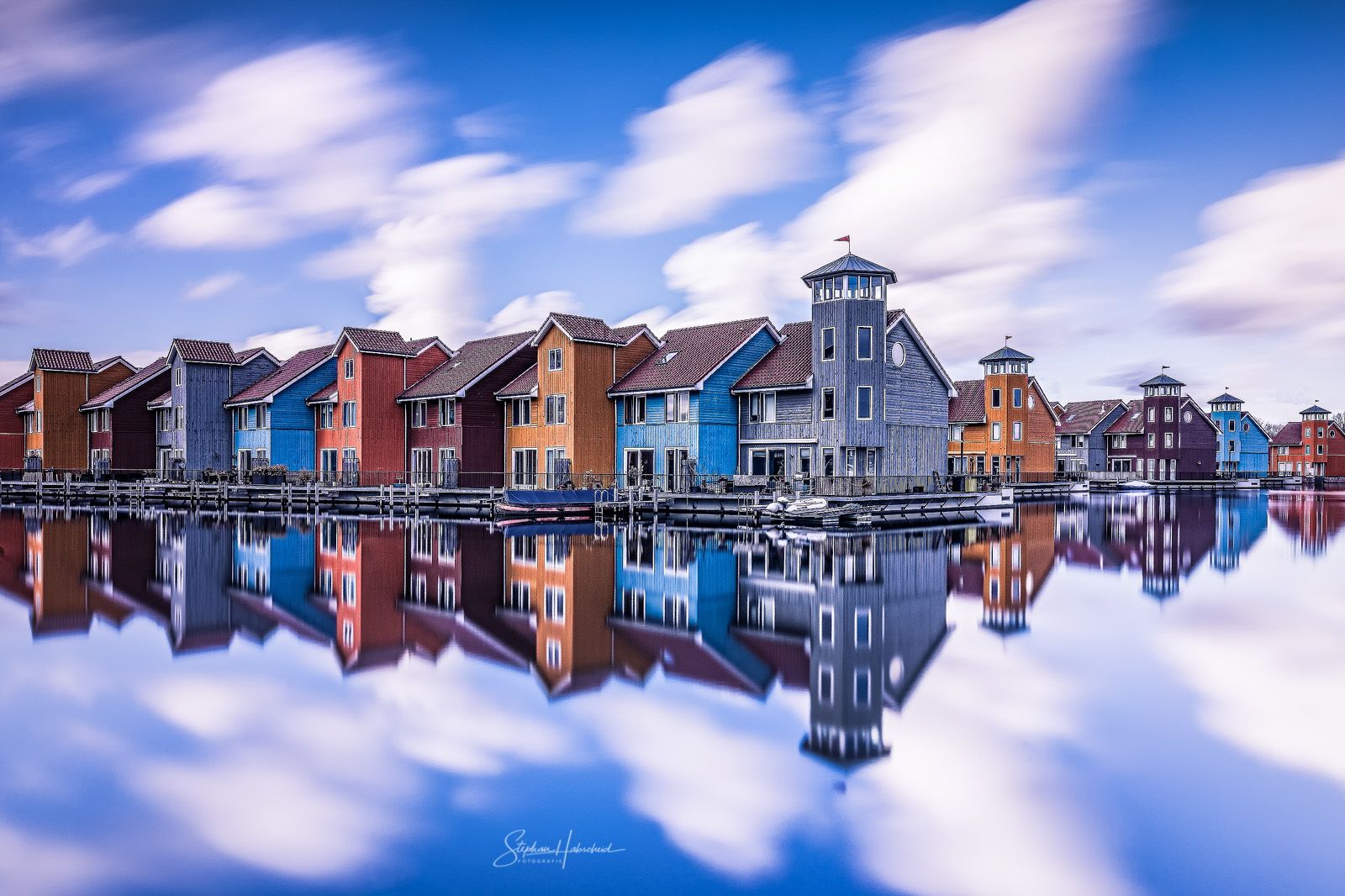 Colourful houses at Reitdiephaven, Netherlands