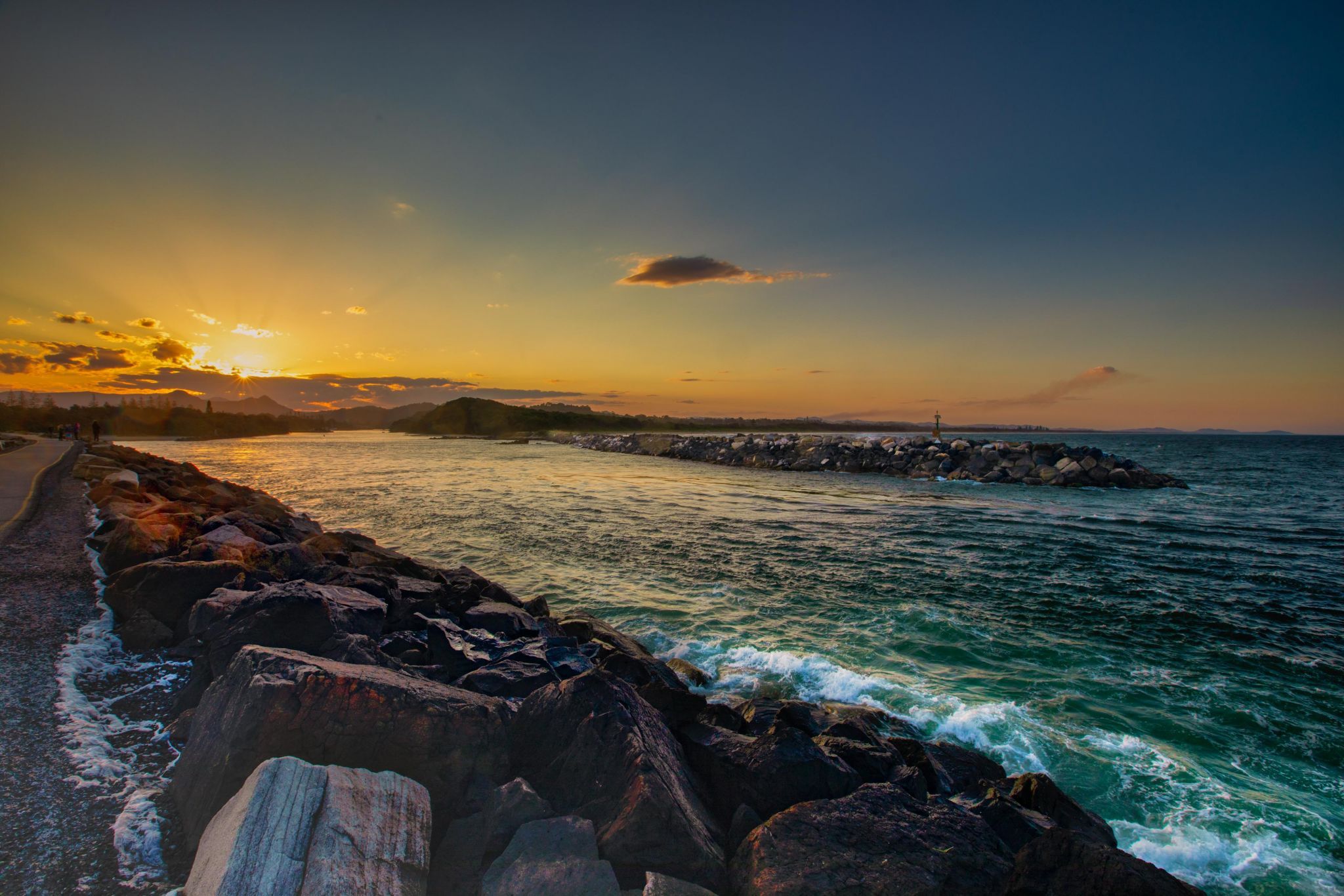 Seawall Sunset Brunswick Heads New South Wales, Australia