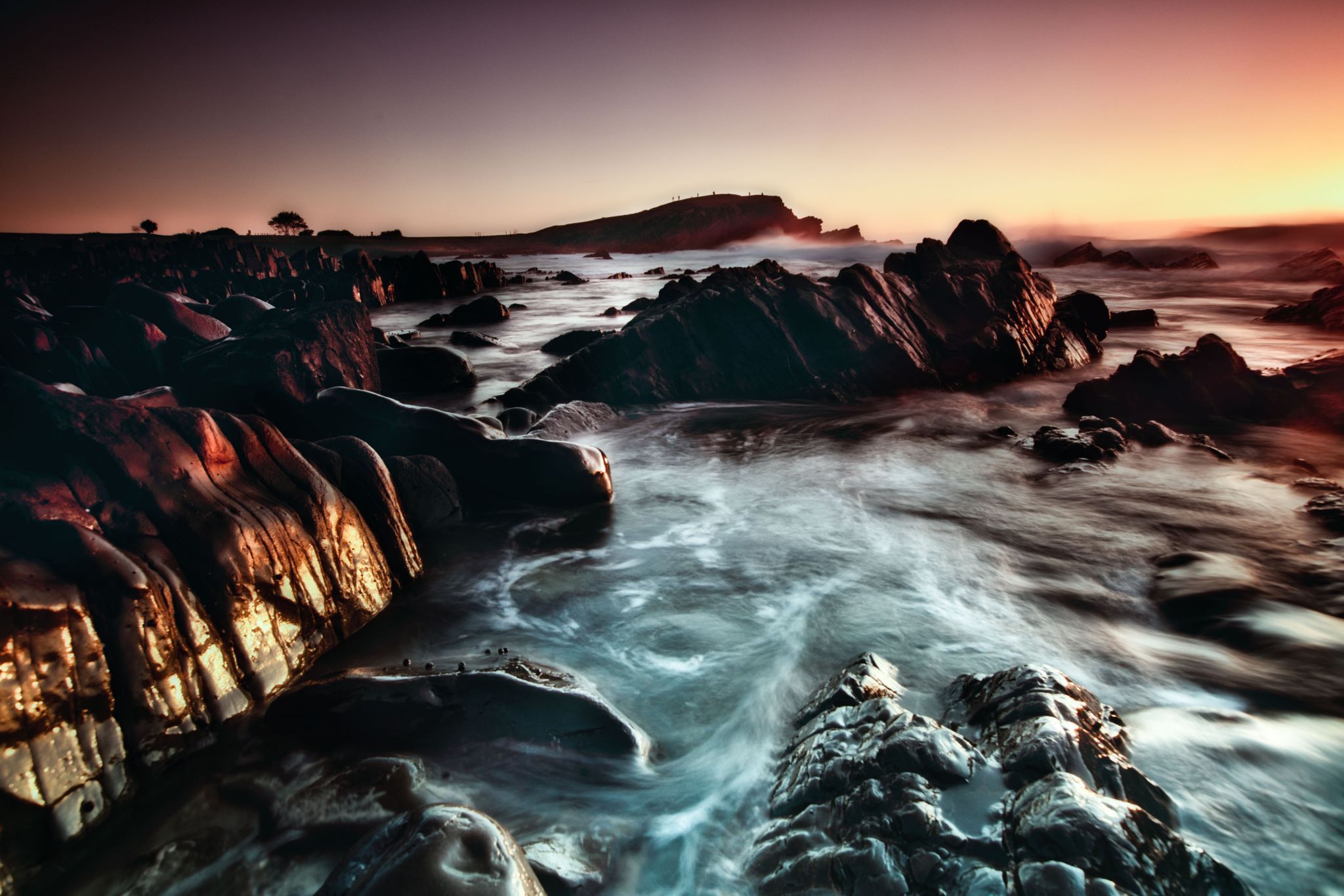Tide receding Little Nobby Crescent Head NSW, Australia
