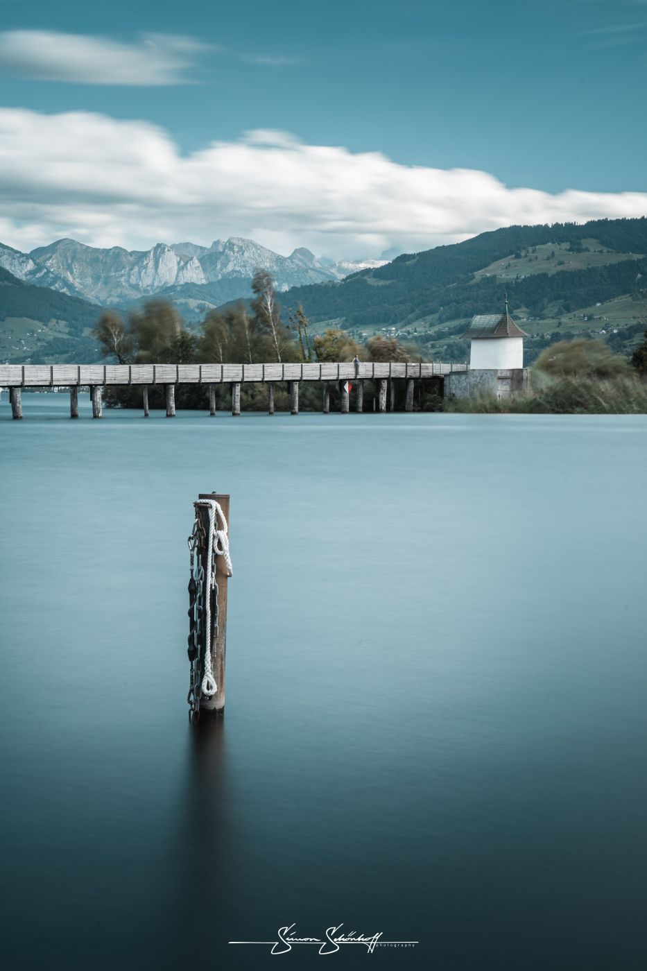 View of the woden bridge, Switzerland