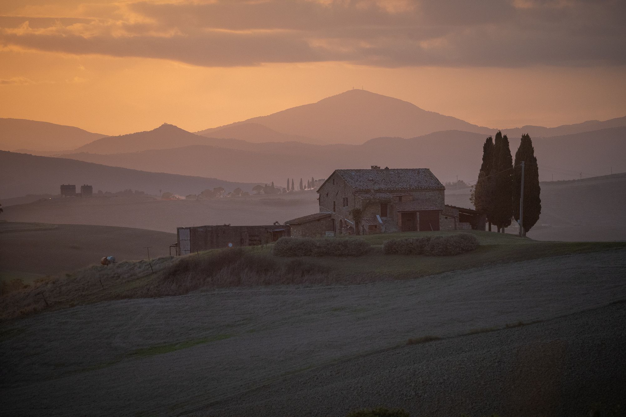 After sunset in the way to Vitaleta, Italy