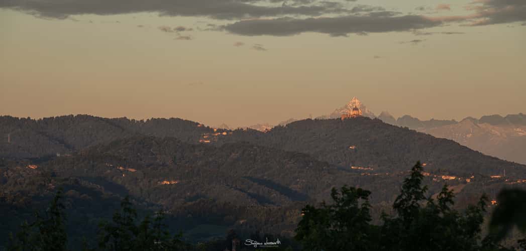 alignment basilica of superga and monviso