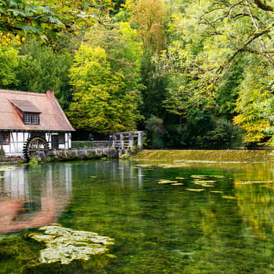 Blautopf hut from the side, Blaubeuren, Germany