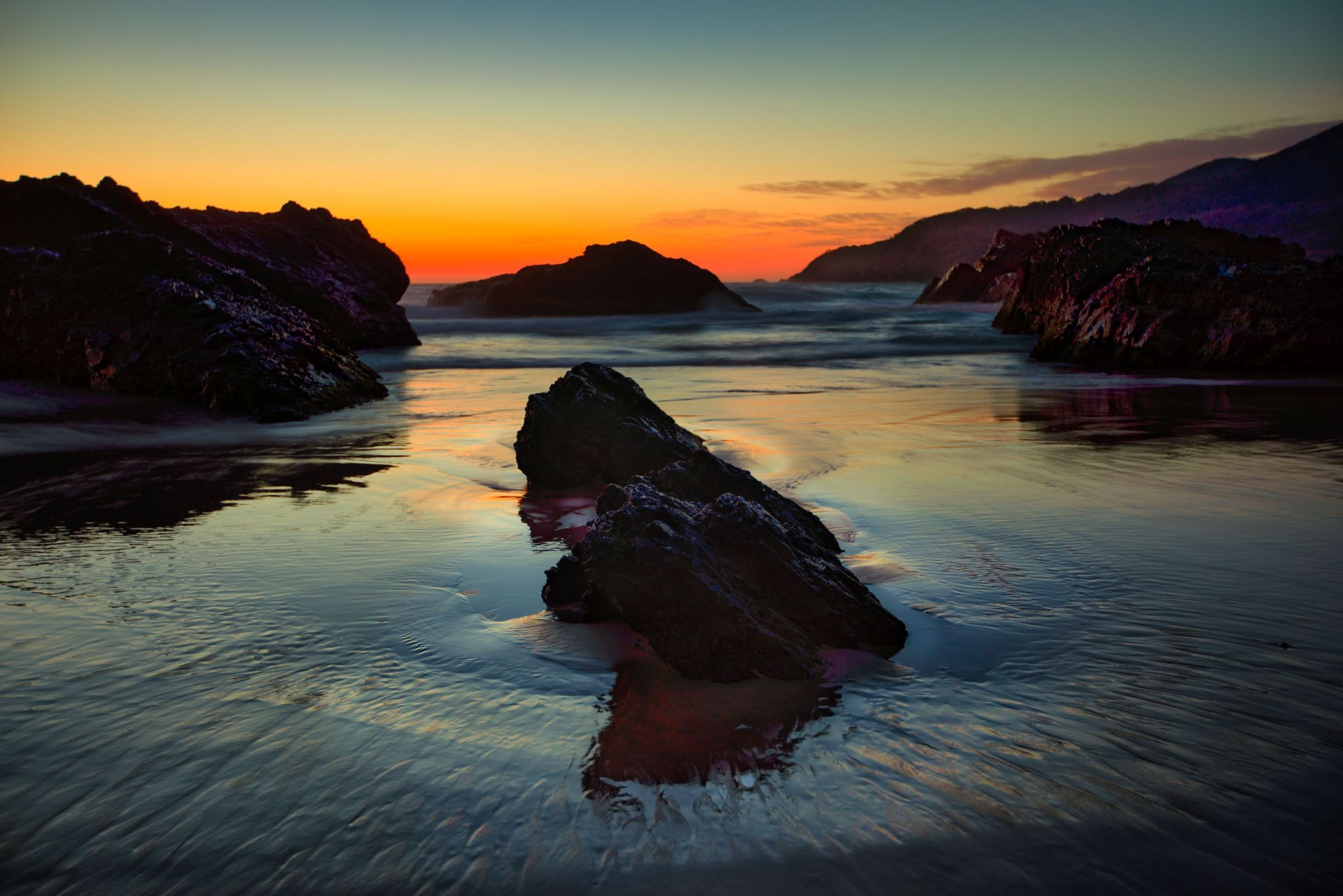 Burgess Beach Forster sunrise sand & rock New South Wales, Australia