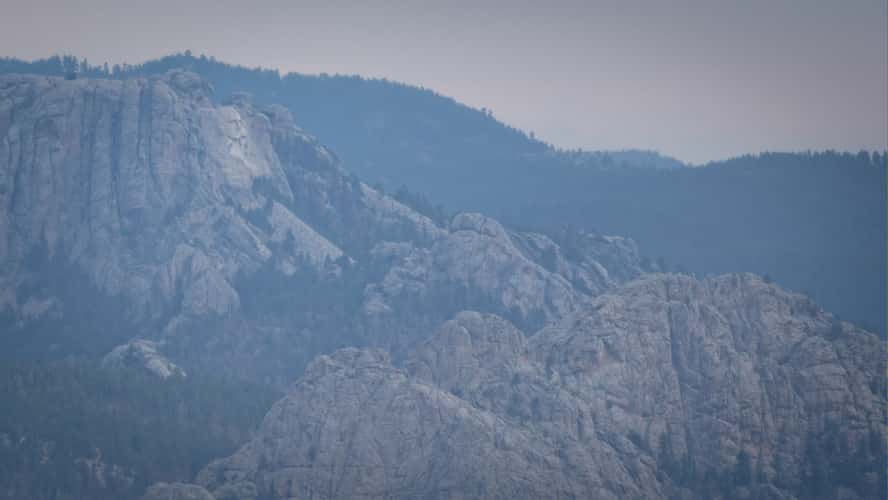 Crazy Horse Monument and Mount Rushmore, from Mount Coolidge Lookout