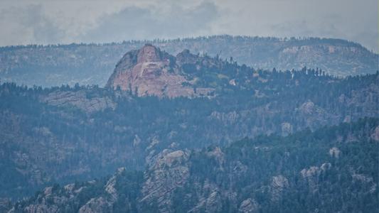 Crazy Horse Monument and Mount Rushmore, from Mount Coolidge Lookout