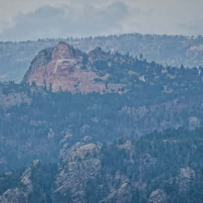 Crazy Horse Monument and Mount Rushmore, from Mount Coolidge Lookout, USA