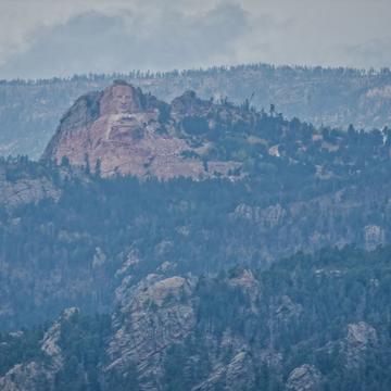 Crazy Horse Monument and Mount Rushmore, from Mount Coolidge Lookout, USA