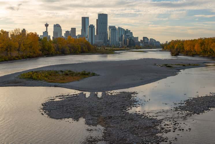 Downtown Calgary - From 12 St SE Bow River crossing