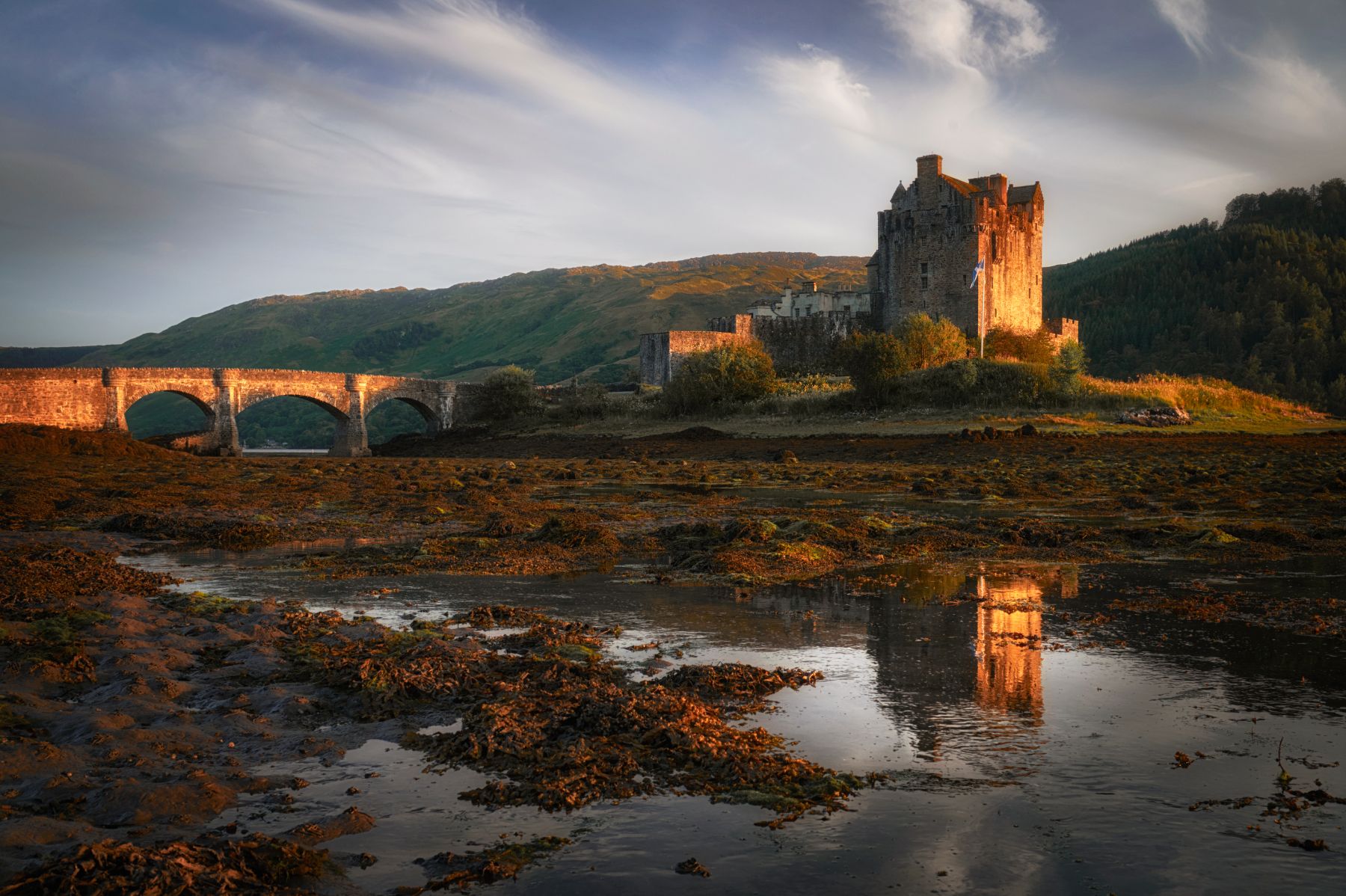 Side view II of Eilean Donan Castle, Scotland, United Kingdom