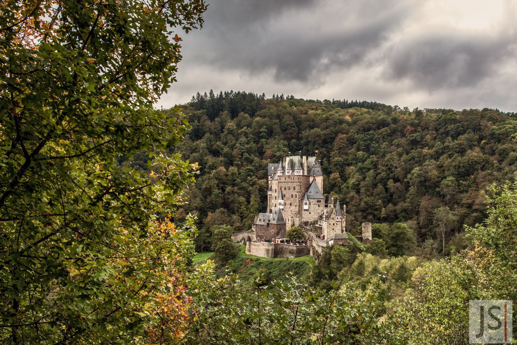 Upper view of Eltz Castle, Germany