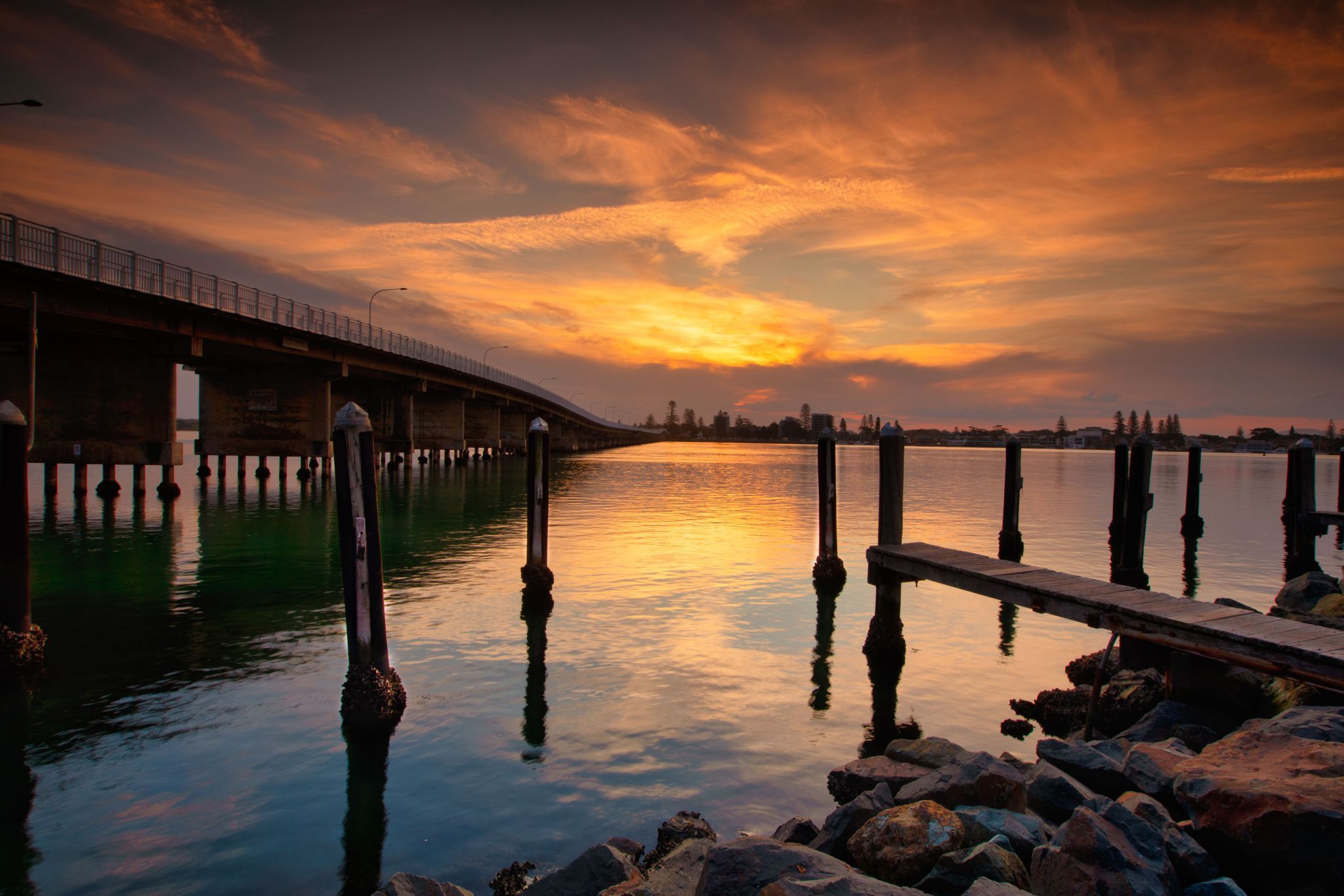 Forster Tuncurry bridge Sunset New South Wales, Australia
