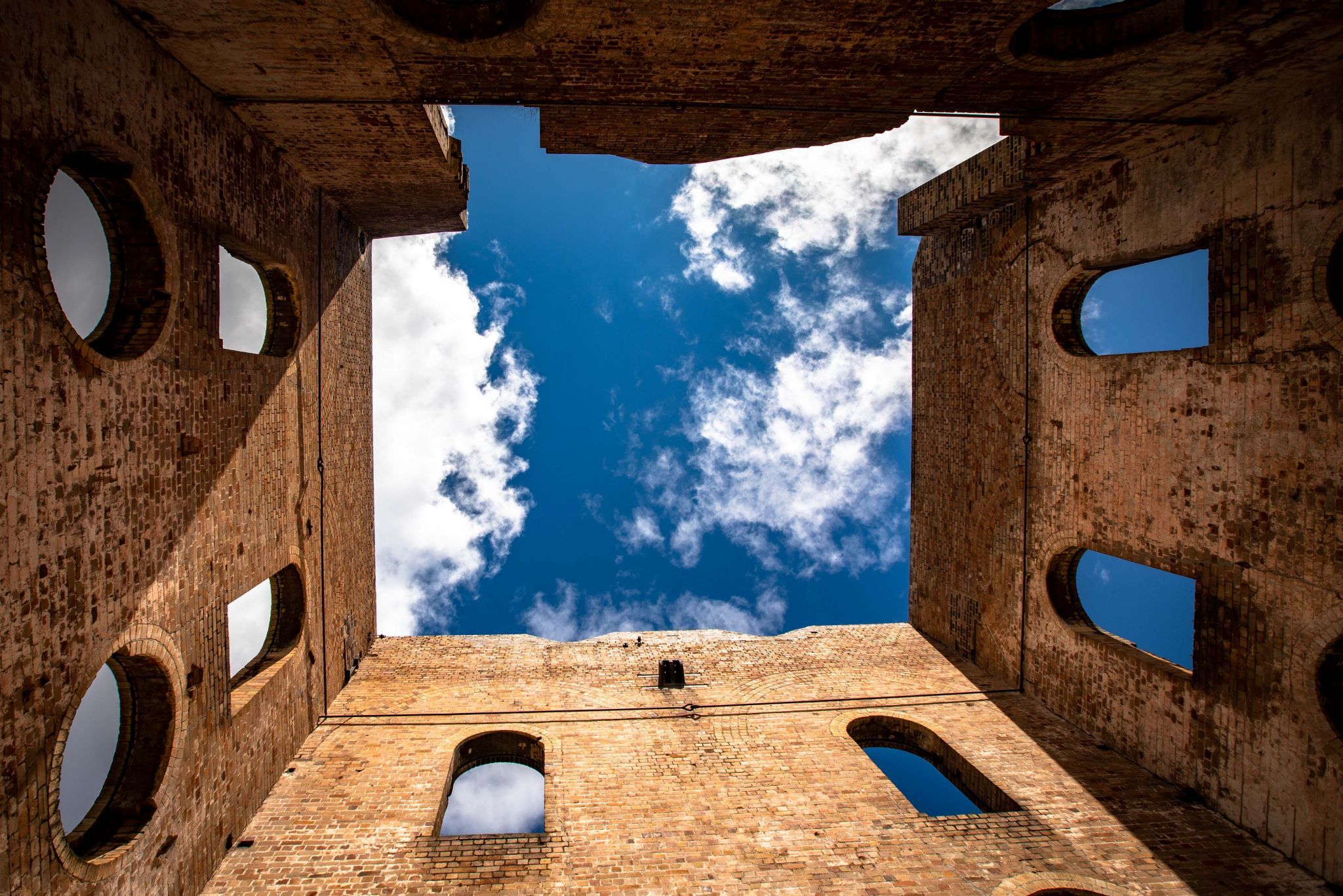 Looking up from the Blast furnace Park Lithgow NSW, Australia