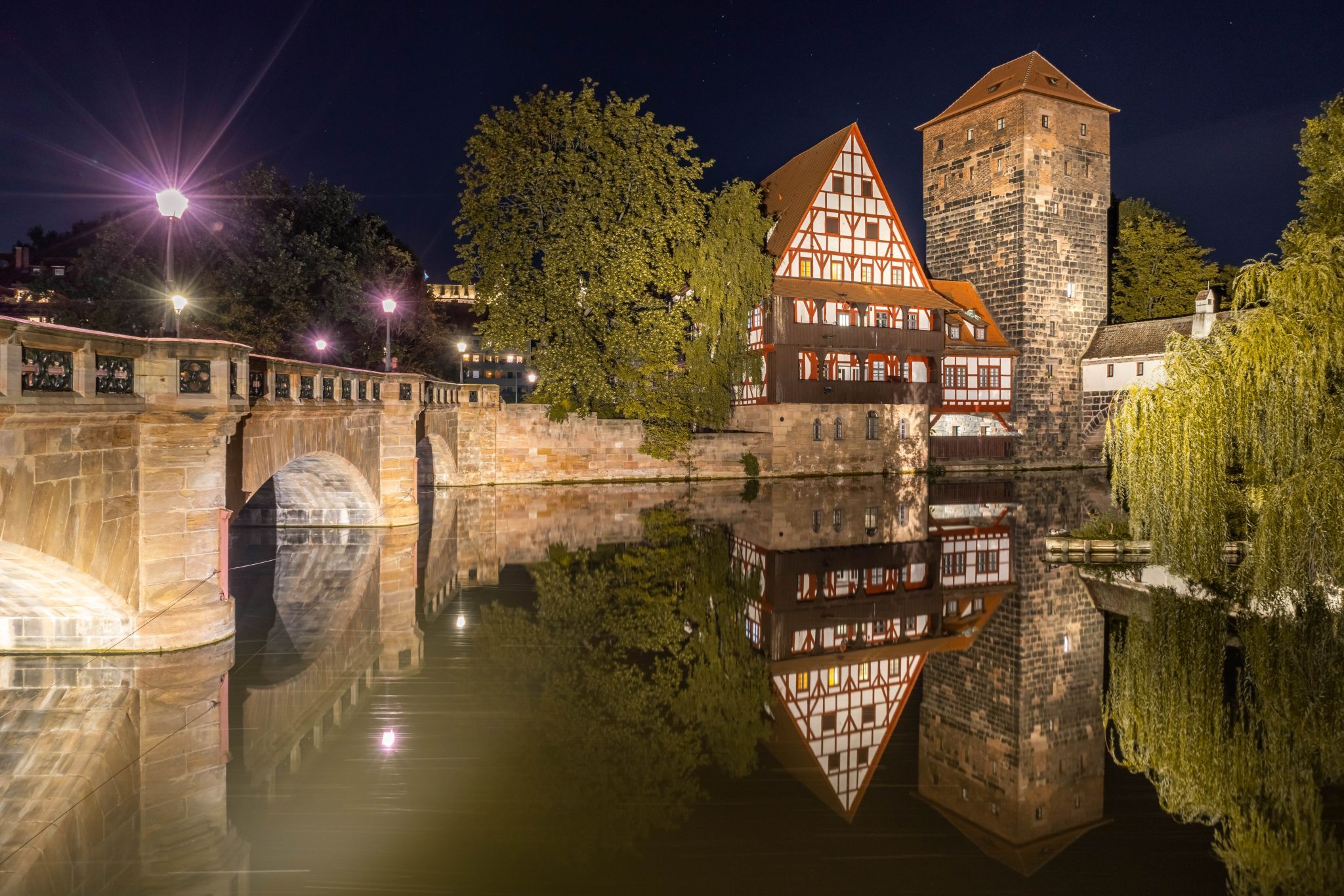 Old town and Henkersbrücke, Nuremberg, Germany