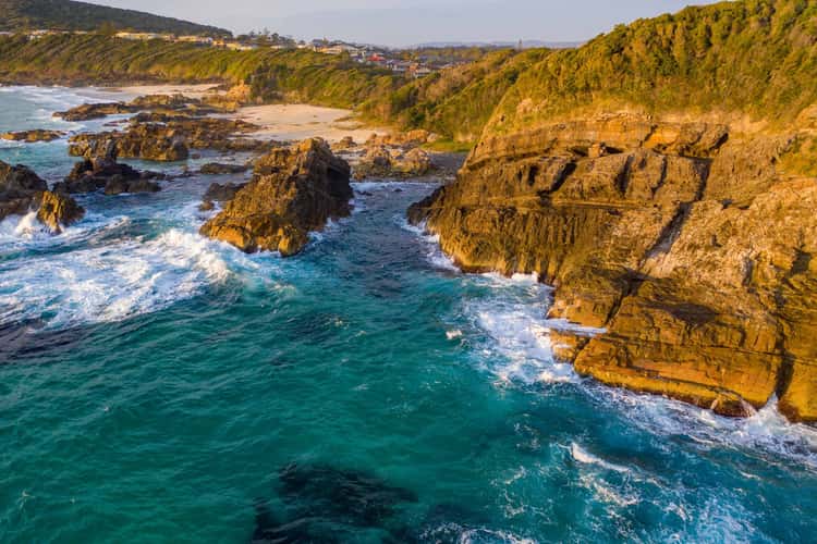 Rock drone shot Burgess Beach Forster New South Wales