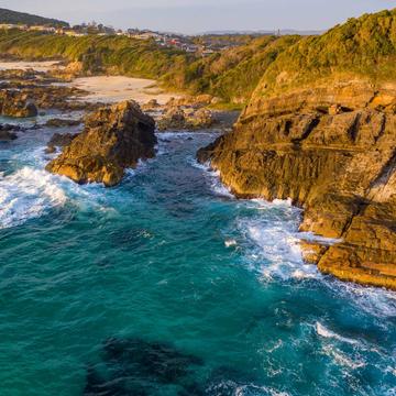 Rock drone shot Burgess Beach Forster New South Wales, Australia