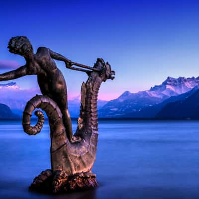 Sea nymph riding seahorse, Switzerland