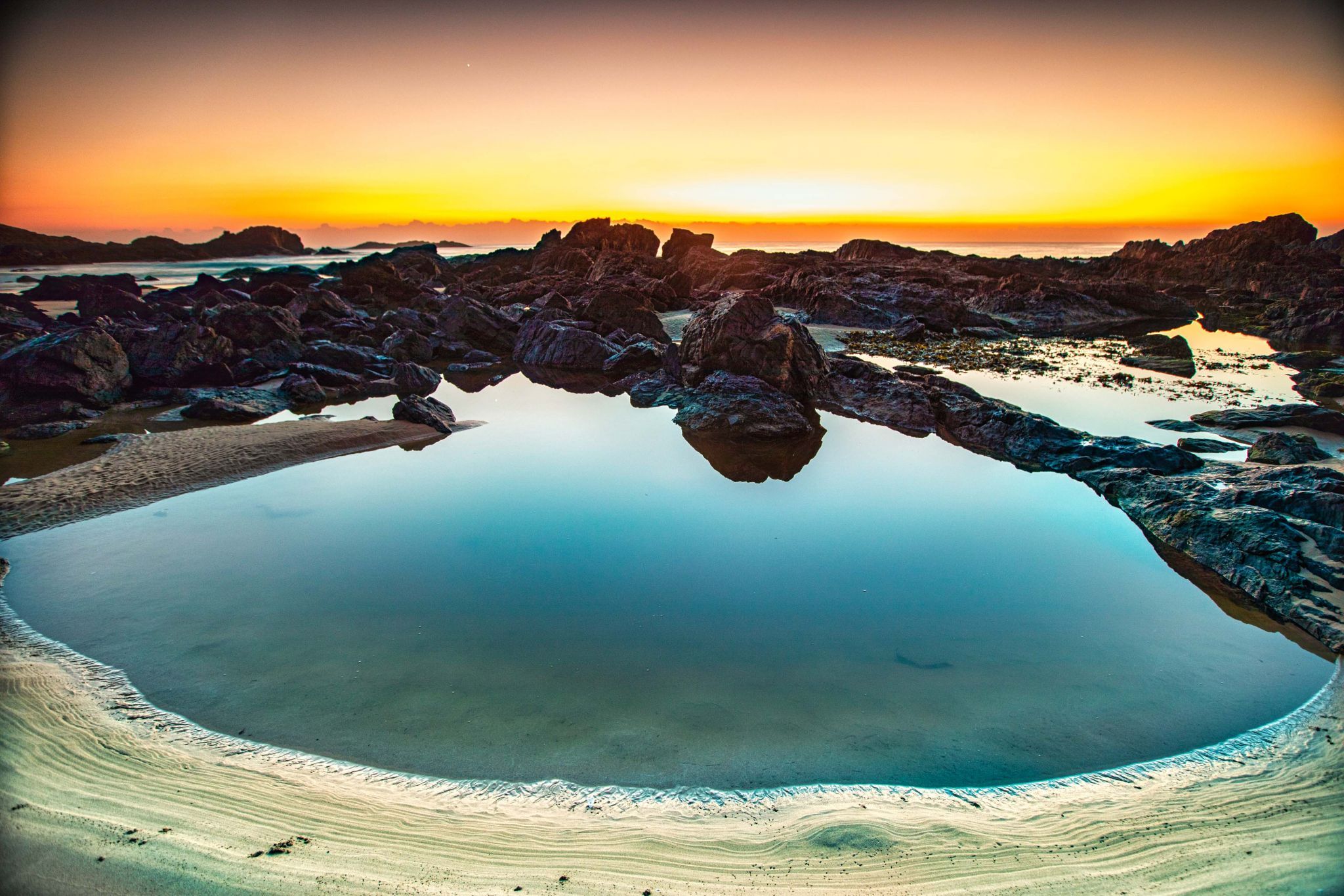 Bonville Headland pond sunrise North Coast New South Wales, Australia