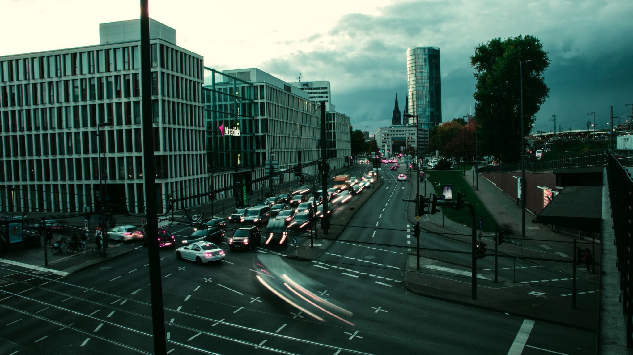 Bridge obove Highway on Trainstation 'Lanxess-Arena', Germany
