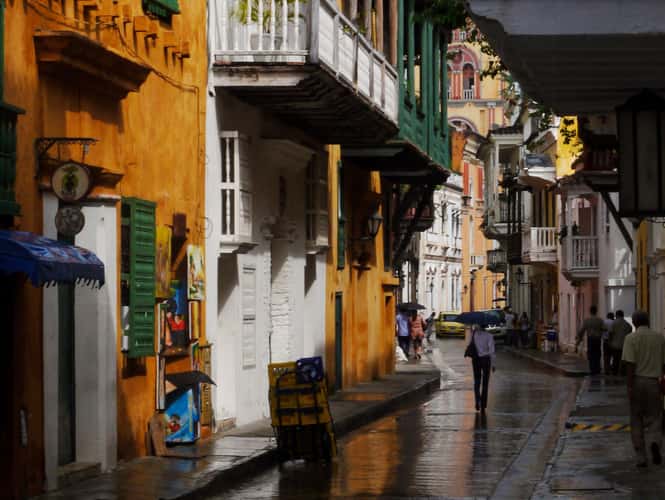 Cartagena houses and flowers